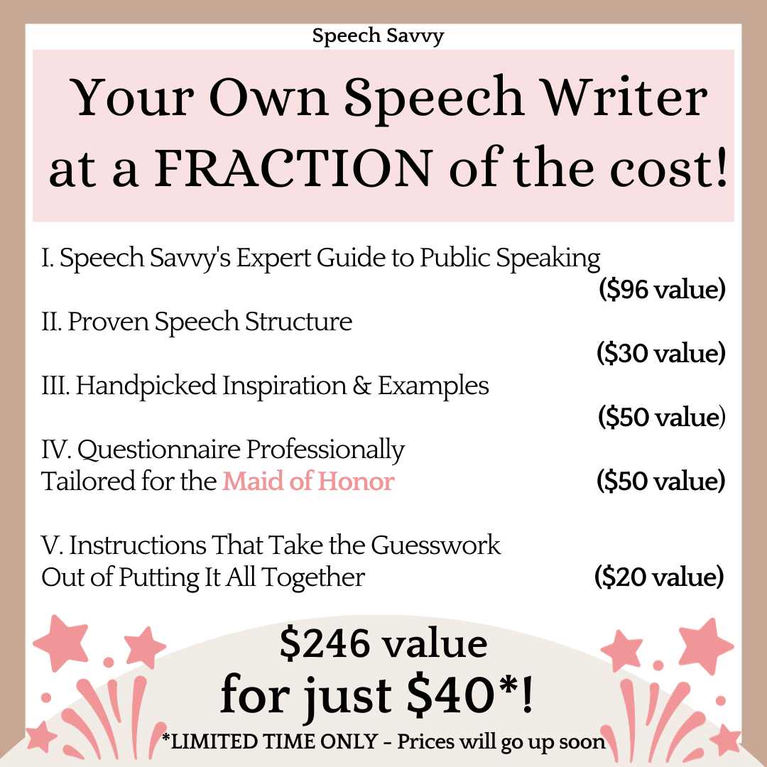 personal wedding speech writer for maid of honor